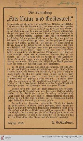Die Sammlung „Aus Natur und Geisteswelt“