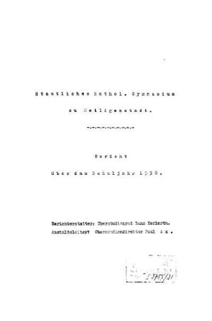 1930/31: Bericht ... - 1930/31