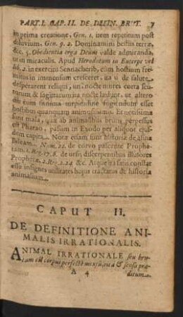 Caput II. De Definitione Animalis Irrationalis.