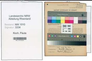 Entnazifizierung Paula Koch , geb. 08.04.1901 (Schneiderin)