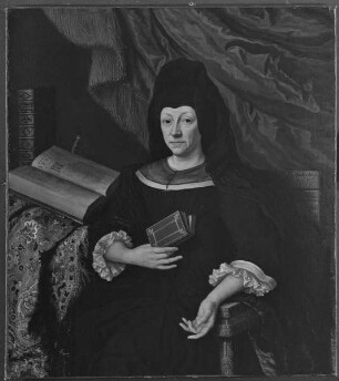 Bildnis einer alten Dame mit Gesangbuch in der Hand