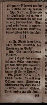 III. [Die Privat Beichte und Absolution]