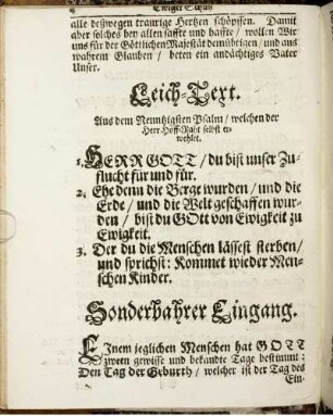 Leich-Text. Aus dem 90. Psalm