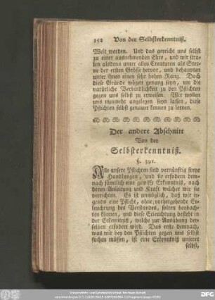 Der andere Abschnitt. Von der Selbsterkenntniß.