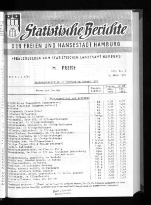Verbraucherpreise in Hamburg im Januar 1965 : Lfd. Nr. 8