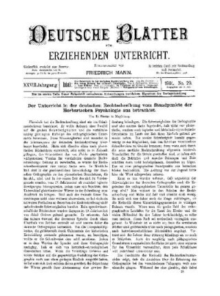 Der Unterricht in der deutschen Rechtschreibung vom Standpunkte der Herbartschen Psychologie aus betrachtet