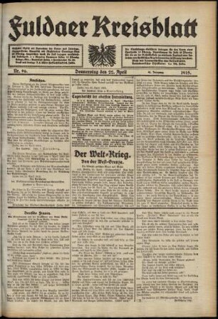 Ausgabe vom Donnerstag, den 22. April 1915.