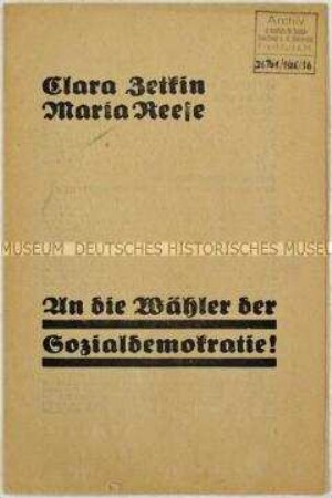 Propagandaschrift der KPD mit Ausrichtung auf die Wähler der SPD und Mitgliederwerbung