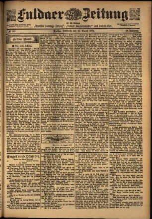 Erste Ausgabe vom Mittwoch, den 13. August 1902.