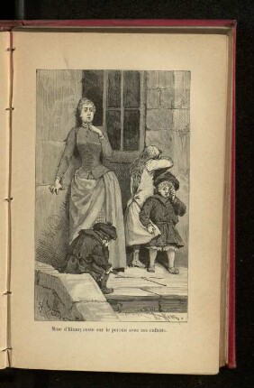 Mme d'Elmay reste sur le perron avec ses enfants.