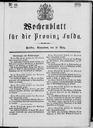 Nr. 10, Ausgabe vom 10. März 1855