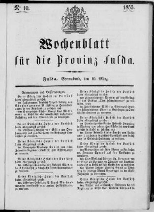 Nr. 10, Ausgabe vom 10. März 1855