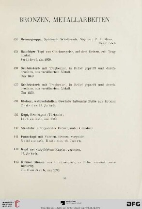 Bronzen, Metallarbeiten (Nr. 434-448)
