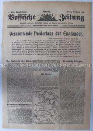 Titelblatt der Tageszeitung "Vossische Zeitung" zur Niederlage der englischen Truppen in Nordfrankreich