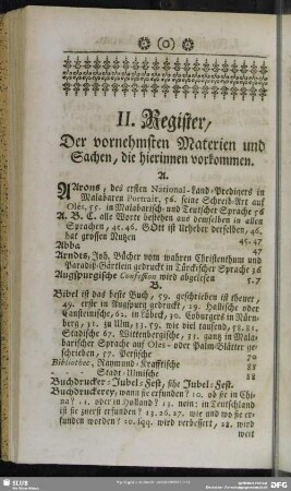 II. Register, Der vornehmsten Materien und Sachen, die hierinnen vorkommen