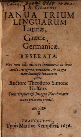 Ianua aurea reserata trium linguarum