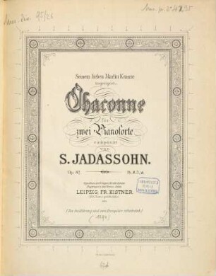 Chaconne : für 2 Pianoforte ; op. 82
