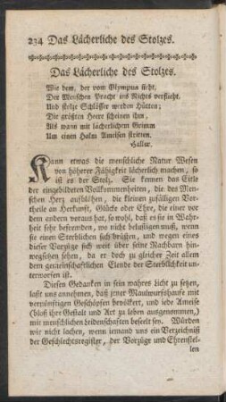 Das Lächerliche des Stolzes