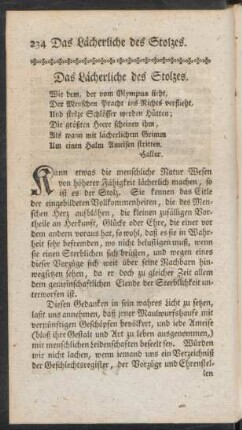 Das Lächerliche des Stolzes