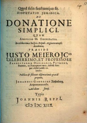 Disp. iur. de donatione simplici