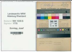 Entnazifizierung Josef Sonntag , geb. 30.10.1899 (Amtssekretaer)