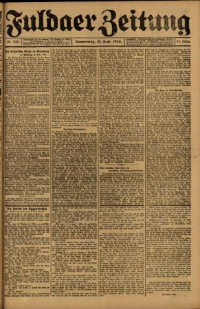Ausgabe vom Donnerstag, den 16. September 1920.