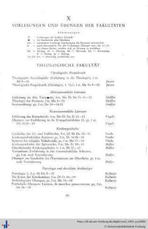 X. Vorlesungen und Übungen der Fakultäten