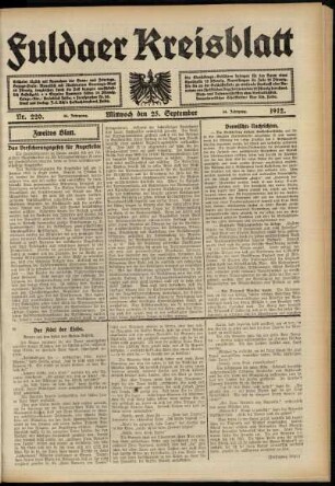 Zweite Ausgabe vom Mittwoch, den 25. September 1912.