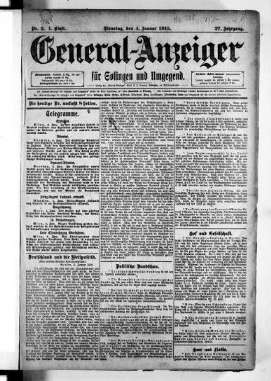 Titelseite einer Zeitung