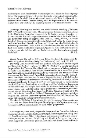 Bergedorfer Bürger erzählen Geschichte, Lebenserinnerungen, Berichte, Holzschnitte, Zeichnungen, Hrsg. Gerd Hoffmann, Gerd, Bruno Hoeft : Hamburg, Hower, 1987