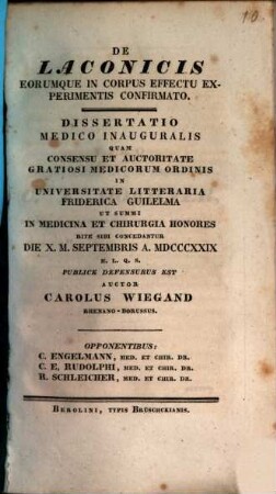 De laconicis eorumque in corpus effectu experimentis confirmato : diss. med. inaug.