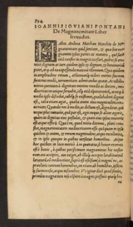 Ioannis Ioviani Pontani De Magnanimitate Liber secundus.