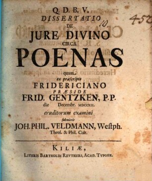 Diss. de iure divino circa poenas