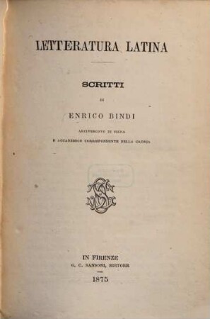Letteratura latina : scritti