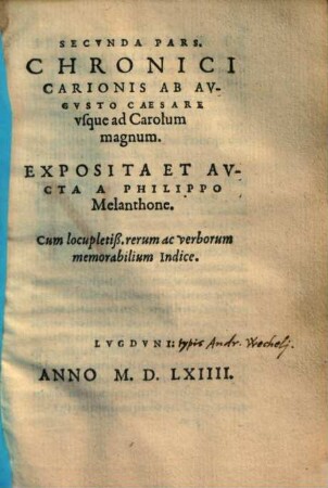 ... pars chronici Carionis, 2