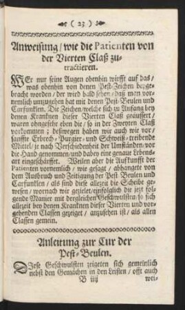 Anleitung zur Cur der Pest-Beulen.