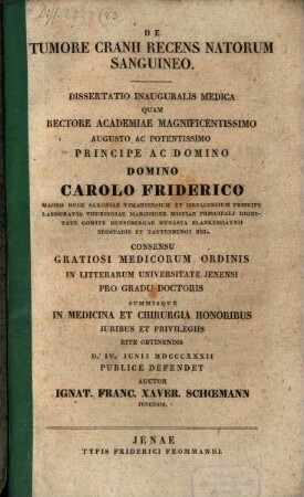 De tumore cranii recens natorum sanguineo : diss. inaug. med.
