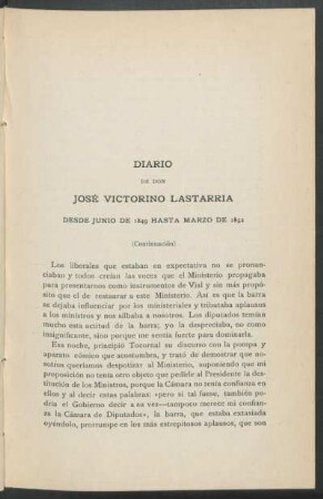 Diario desde Junio de 1849 hasta Marzo de 1852 - (Continuación)