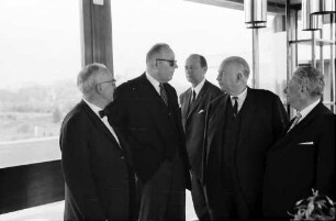 Breisach: Ehrengäste im französischen Zollhaus, v.l.n.r.: Knäble, Picard, Filbinger, Seebohm, Dichtel