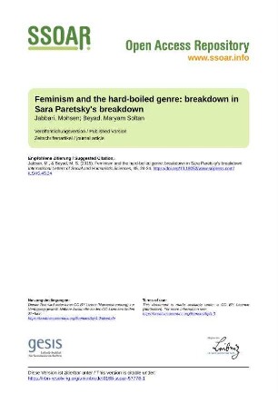 Feminism and the hard-boiled genre: breakdown in Sara Paretsky's breakdown