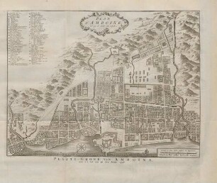 Plan d'Amboine, ... Plate-grond van Ambonia, zoo als het was in den jaare 1718