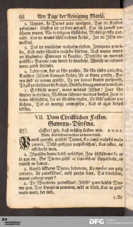 VII. Vom Christlichen Fasten.