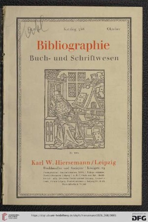 Nr. 568: Katalog: Bibliographie - Buch- und Schriftwesen