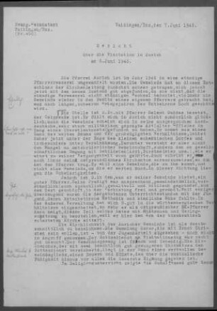 Aurich: Visitationsbericht mit Pfarrbericht 1948