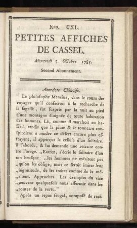 No CXL (Mercredi 5. Octobre 1785)