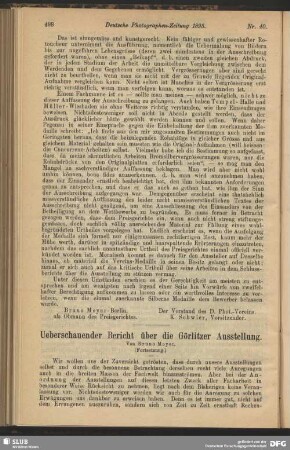 Ueberschauender Bericht über die Görlitzer Ausstellung