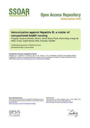 Immunization against Hepatitis B: a matter of occupational health nursing