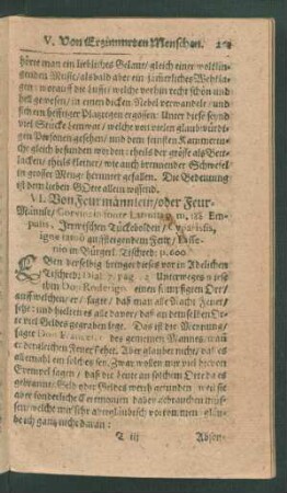 VI. Von Feurmännlein/ oder Feur-Männle/ ... Empulis, Irrwischen Tückebolden/ ... auffsteigendem Feur ...