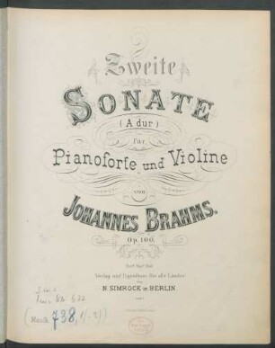 Zweite Sonate (A Dur) für Pianoforte und Violine : op. 100