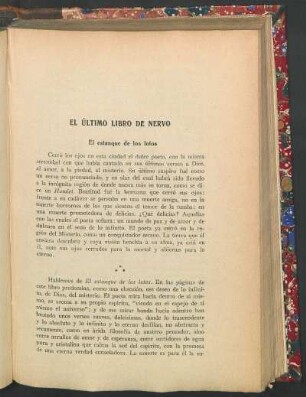 El último libro de Nervo : El estanque de los lotos